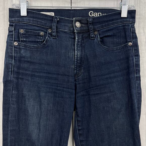 GAP Slim Straight womens stretchy jeans dark wash mid rise Size 26 Regular - Picture 3 of 10
